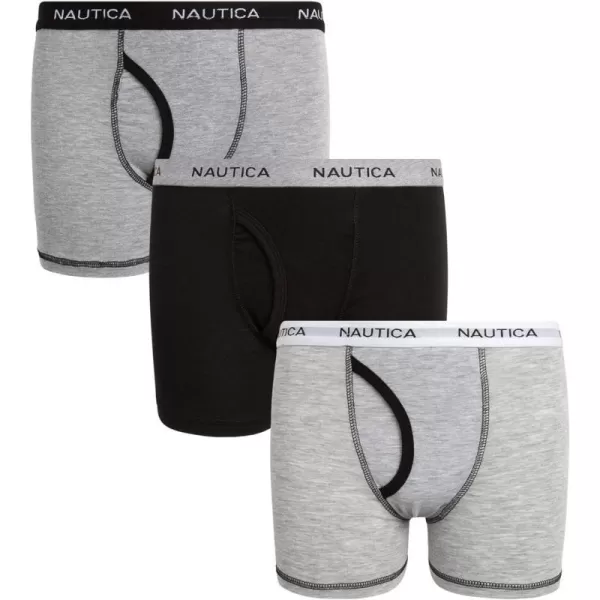 Nautica Boys Underwear  3 Pack Stretch Cotton Boxer Briefs Size 818BlackLight GreyMedium Grey