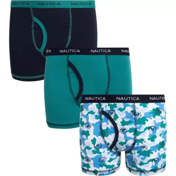 Nautica Boys Underwear  3 Pack Stretch Cotton Boxer Briefs Size 818NavyGreen BlueGreen Camo