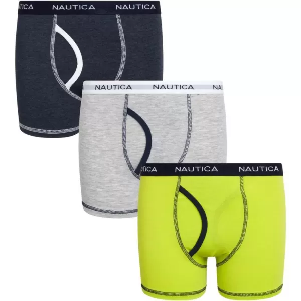 Nautica Boys Underwear  3 Pack Stretch Cotton Boxer Briefs Size 818NavyHeather GreyYellow