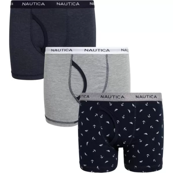 Nautica Boys Underwear  3 Pack Stretch Cotton Boxer Briefs Size 818NavyMedium Heather