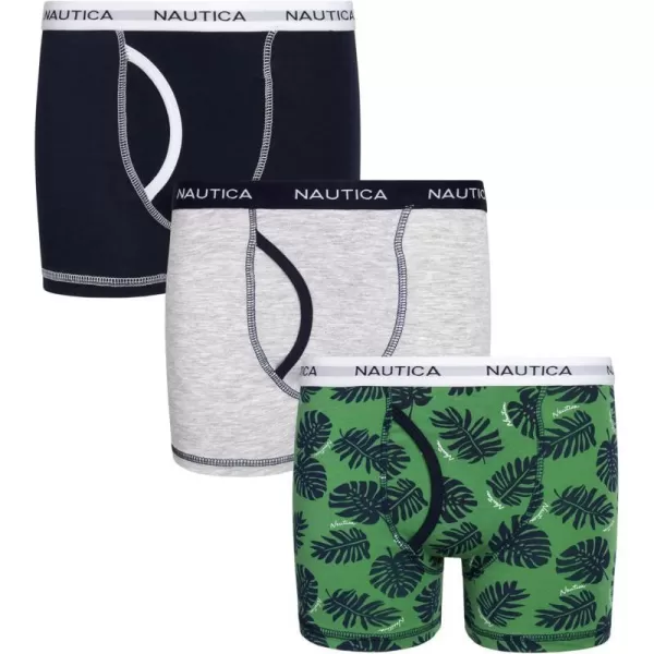 Nautica Boys Underwear  3 Pack Stretch Cotton Boxer Briefs Size 818PrintGreyNavy