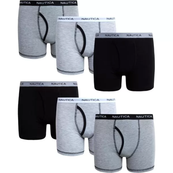 Nautica Boys Underwear  6 Pack Stretch Cotton Boxer Briefs Size MXLBlackLight Heather GreyMedium Heather Grey