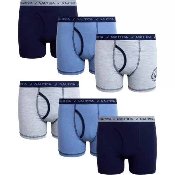 Nautica Boys Underwear  6 Pack Stretch Cotton Boxer Briefs Size MXLLight Heather GreyNocturnal NavyDuskheather