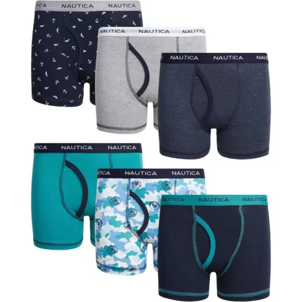 Nautica Boys Underwear  6 Pack Stretch Cotton Boxer Briefs Size MXLLogo PrintGreyNavy