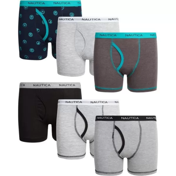 Nautica Boys Underwear  6 Pack Stretch Cotton Boxer Briefs Size MXLNavy PrintGreyBlack