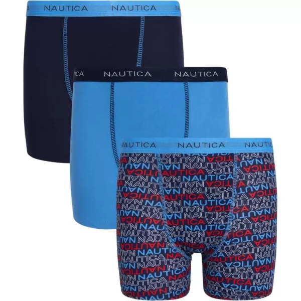 Nautica Boys Underwear  Performance Boxer Briefs 3 PackBlock LogoBlueNavy