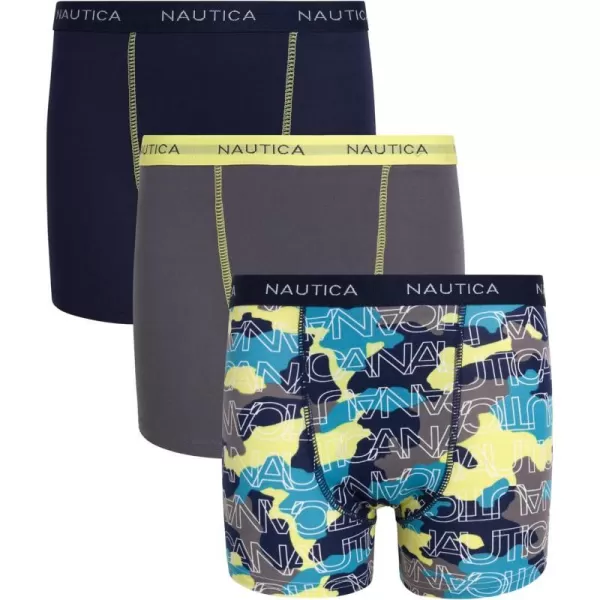 Nautica Boys Underwear  Performance Boxer Briefs 3 PackCamoGreyNavy