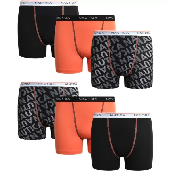 Nautica Boys Underwear  Performance Boxer Briefs 6 PackBlack LogoOrange CrushBlack