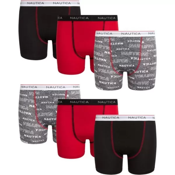 Nautica Boys Underwear  Performance Boxer Briefs 6 PackGreyCherryBlack