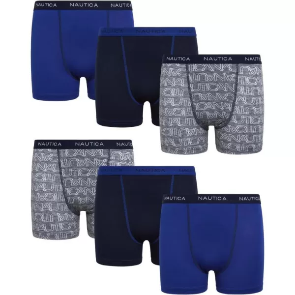 Nautica Boys Underwear  Performance Boxer Briefs 6 PackWhite LogoNocturnal NavyCobalt