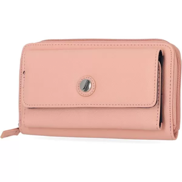 Nautica Bulk Cargo Womens RFID Wallet Clutch Zip Around Organizer EarthAloha Pink