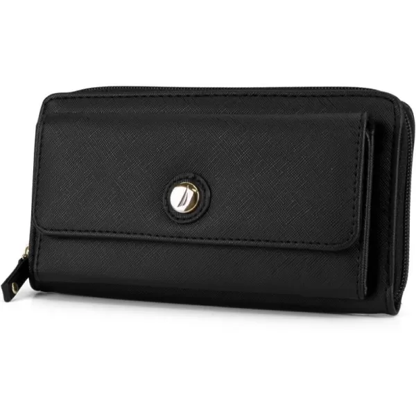 Nautica Bulk Cargo Womens RFID Wallet Clutch Zip Around Organizer EarthBlack