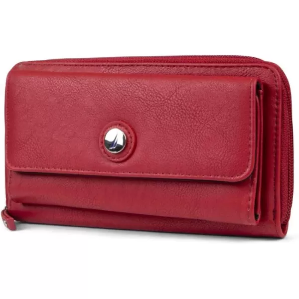 Nautica Bulk Cargo Womens RFID Wallet Clutch Zip Around Organizer EarthFuego Red