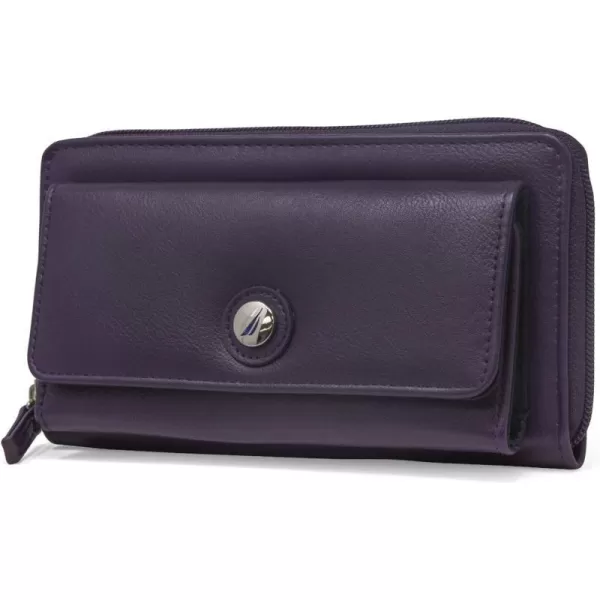 Nautica Bulk Cargo Womens RFID Wallet Clutch Zip Around Organizer EarthPlum