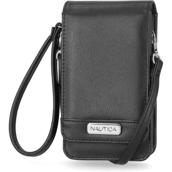 Nautica Catalina Vegan Leather RFID Womens Crossbody Cell Phone Purse Holder WalletBlack