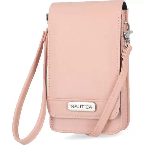 Nautica Catalina Vegan Leather RFID Womens Crossbody Cell Phone Purse Holder WalletBlush