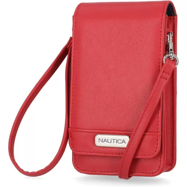 Nautica Catalina Vegan Leather RFID Womens Crossbody Cell Phone Purse Holder WalletFuego Red