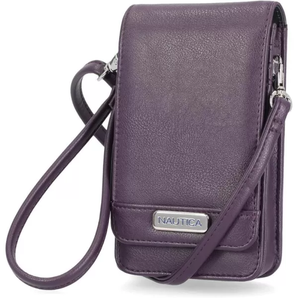 Nautica Catalina Vegan Leather RFID Womens Crossbody Cell Phone Purse Holder WalletPurple