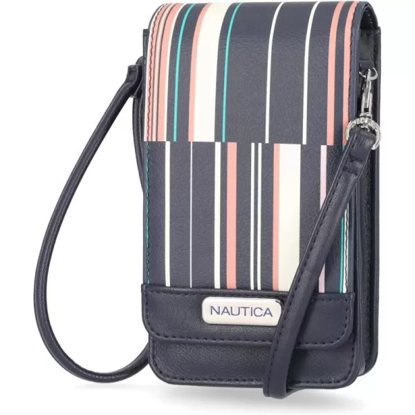 Nautica Catalina Vegan Leather RFID Womens Crossbody Cell Phone Purse Holder WalletRibbon Stripe