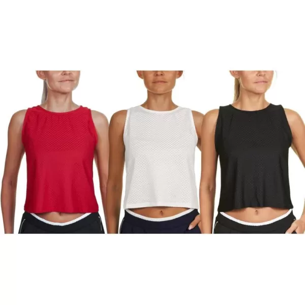 Nautica Competition 3 Pack Womens Mesh Active Tank Tops for Yoga Exercise Gym Workout3 Pack