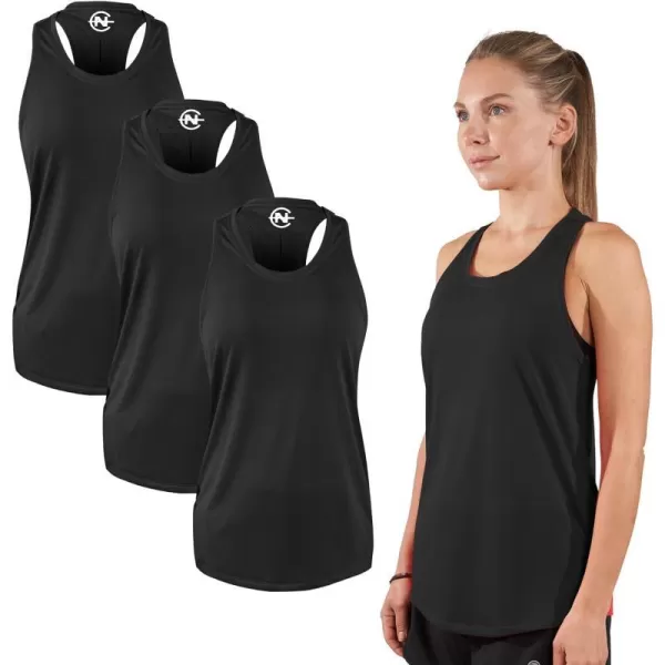 Nautica Competition 3 Pack Workout Tank Tops for Women Active Athletic Gym Workout Running Exercise Yoga DryFit Fabric3 Pack Black