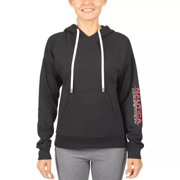 Nautica Competition Womens Athletic Active Basic Essential Pullover Sweatshirt Hoodie Ultra Soft Fleece With PocketsBlack 2