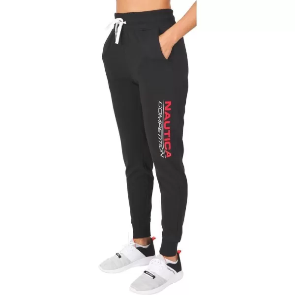 Nautica Competition Womens Joggers Athletic Active Basic Essential Running Ultra Soft Fleece Relax Fit Lounge SweatpantsBlack 2