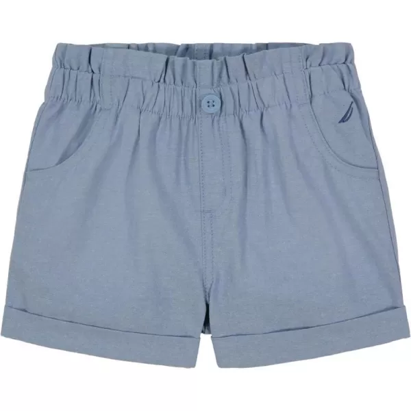 Nautica Girls Chambray Shorts Lightweight Cotton with Ruffled Elastic Waistband amp PocketsChambray Xlt