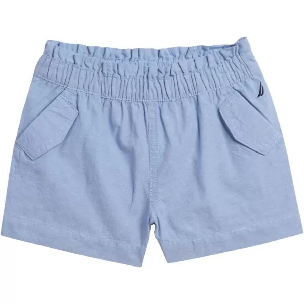 Nautica Girls Chambray Shorts Lightweight Cotton with Ruffled Elastic Waistband amp PocketsXlt Chambray