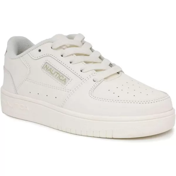 Nautica Girls Court Sneakers Stylish LowTop LaceUp and SlipOn Tennis Shoes in Big amp Little Kid SizesBone Pale Gold