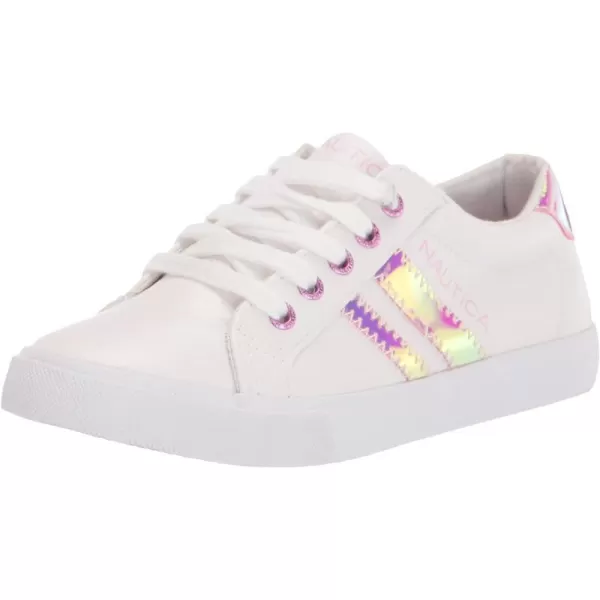 Nautica Girls Court Sneakers Stylish LowTop LaceUp and SlipOn Tennis Shoes in Big amp Little Kid SizesWhite Pink Metallic