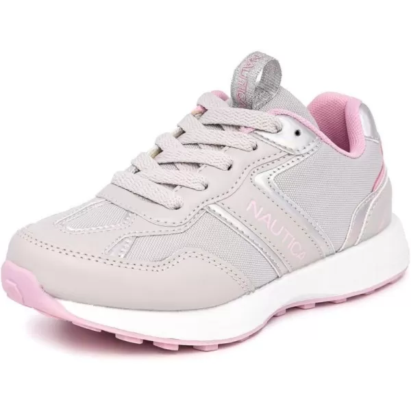 Nautica Girls Fashion Shoe  Trendy LowTop Tennis Sneakers with Stylish Fashion Blend for Big  Little Kids LaceUp and SlipOnGrey Iridescent Pink