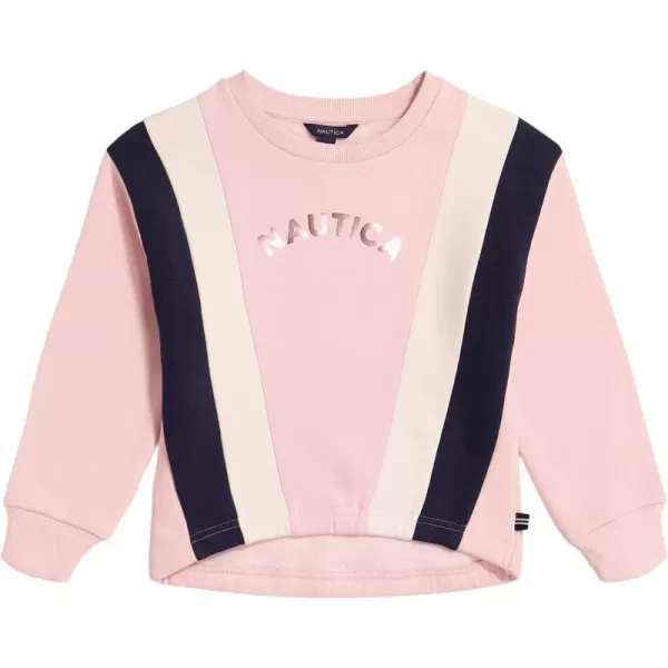 Nautica Girls Fleece Popover Crewneck SweatshirtCoral Blush