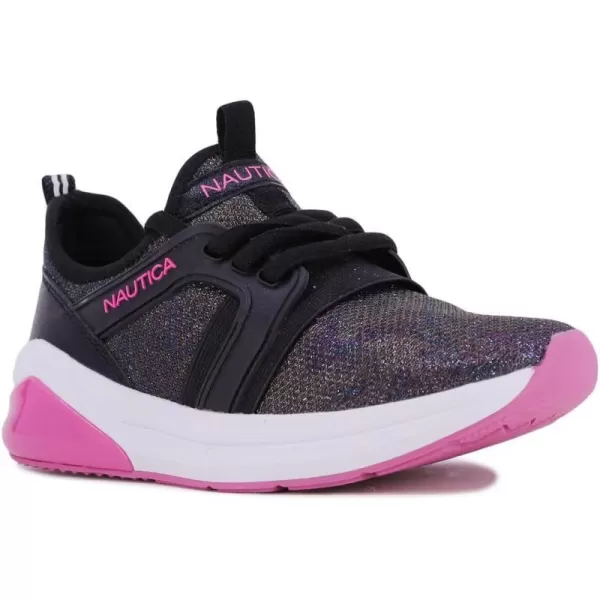 Nautica Girls Kids Sneakers Athletic Fashion LaceUp Tennis Sports Running ShoesBig Kid Little Kid ToddlerBlack Oil Slick