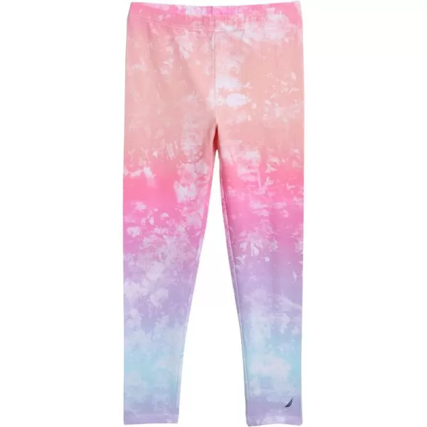 Nautica Girls Leggings Full Length Pullon Stretch Pants with Elastic Waistband amp Logo DetailBlue Light Dye