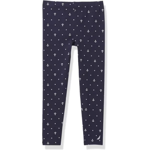 Nautica Girls Leggings Full Length Pullon Stretch Pants with Elastic Waistband amp Logo DetailNavy Printed