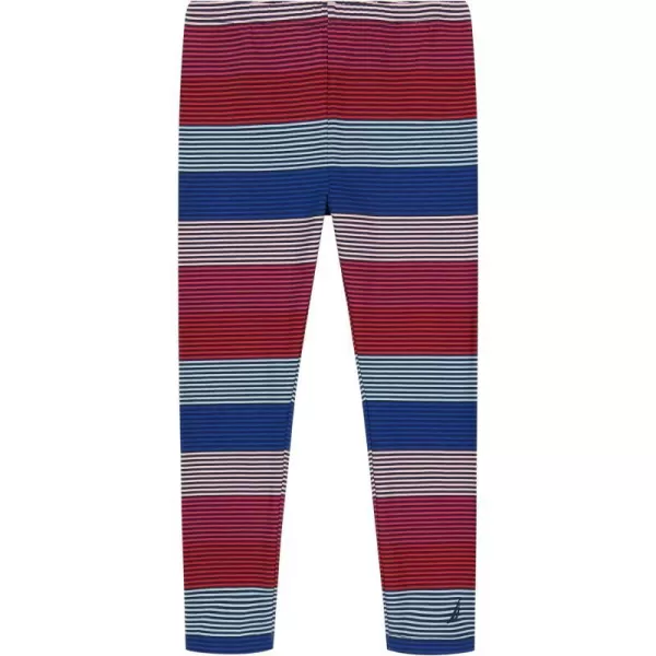 Nautica Girls Leggings Full Length Pullon Stretch Pants with Elastic Waistband amp Logo DetailPeacoat Stripe