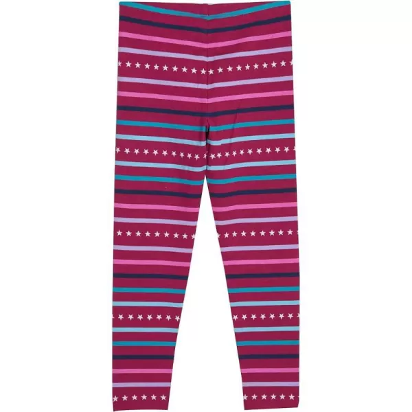 Nautica Girls Leggings Full Length Pullon Stretch Pants with Elastic Waistband amp Logo DetailRasberry Stripes