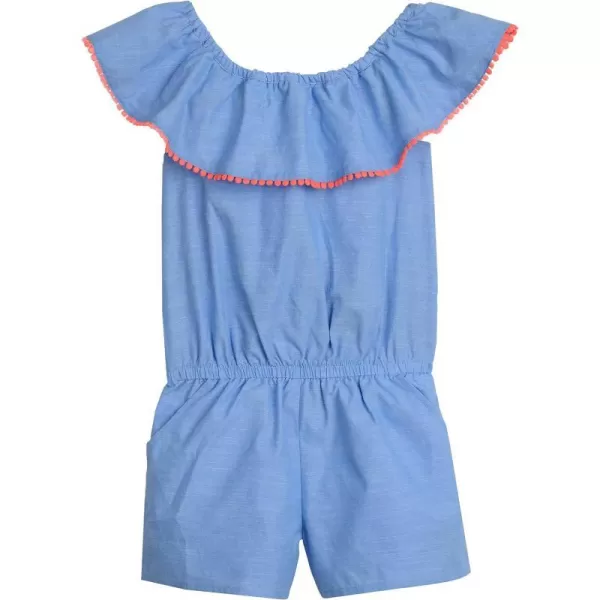 Nautica Girls Lightweight Chambray Romper With Elastic WaistbandLight Cham