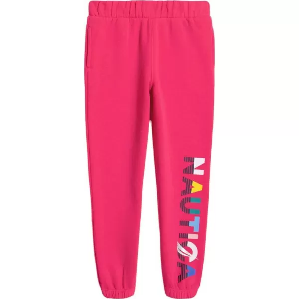 Nautica Girls Logo Sweatpants Fleece Joggers with Ribbed Cuffs  Functional Side PocketsBeetroot Purple