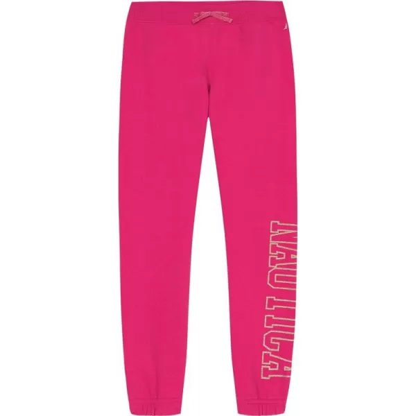 Nautica Girls Logo Sweatpants Fleece Joggers with Ribbed Cuffs  Functional Side PocketsFuchsia Glitter Art