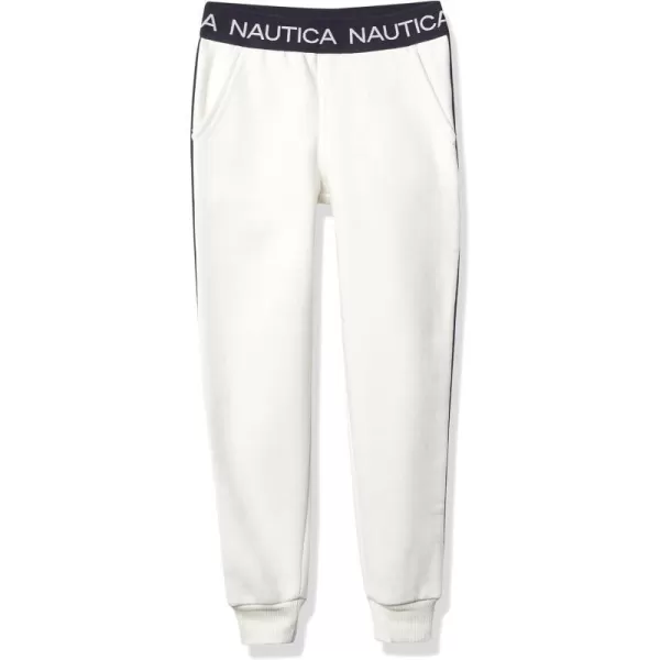 Nautica Girls Logo Sweatpants Fleece Joggers with Ribbed Cuffs  Functional Side PocketsMarshmallow