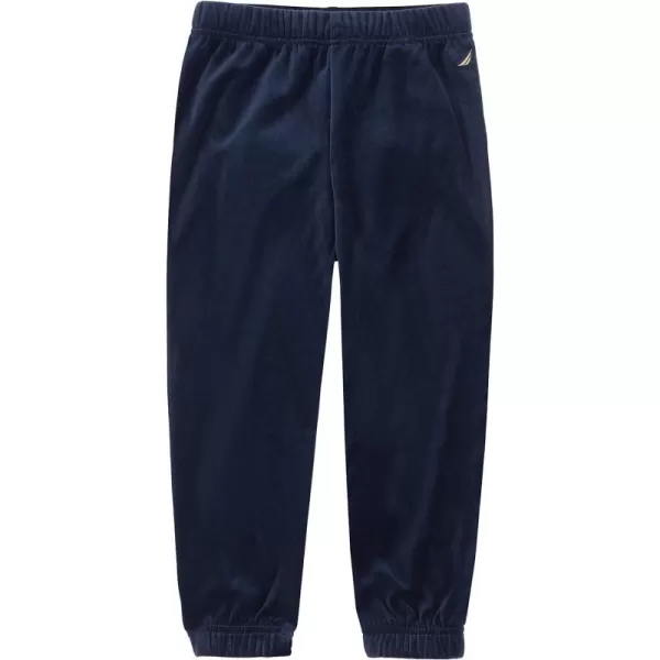 Nautica Girls Logo Sweatpants Fleece Joggers with Ribbed Cuffs  Functional Side PocketsVelour Peacoat