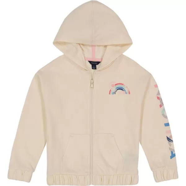 Nautica Girls Logo Sweatshirt Fleece Hoodie With Fullzip Front  PocketsEggnog Sunset