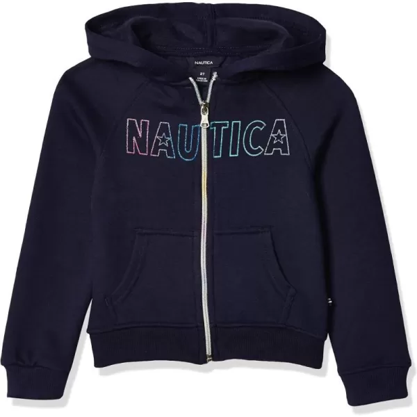 Nautica Girls Logo Sweatshirt Fleece Hoodie With Fullzip Front  PocketsPeacoat Ombre