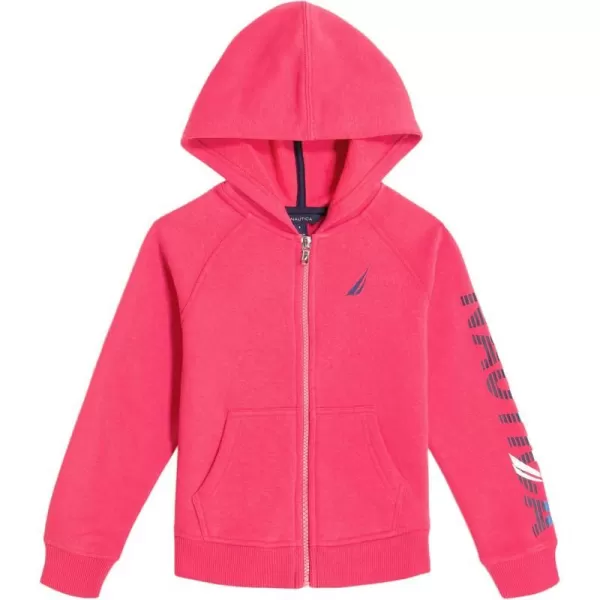 Nautica Girls Logo Sweatshirt Fleece Hoodie With Fullzip Front  PocketsPurple Beetroot