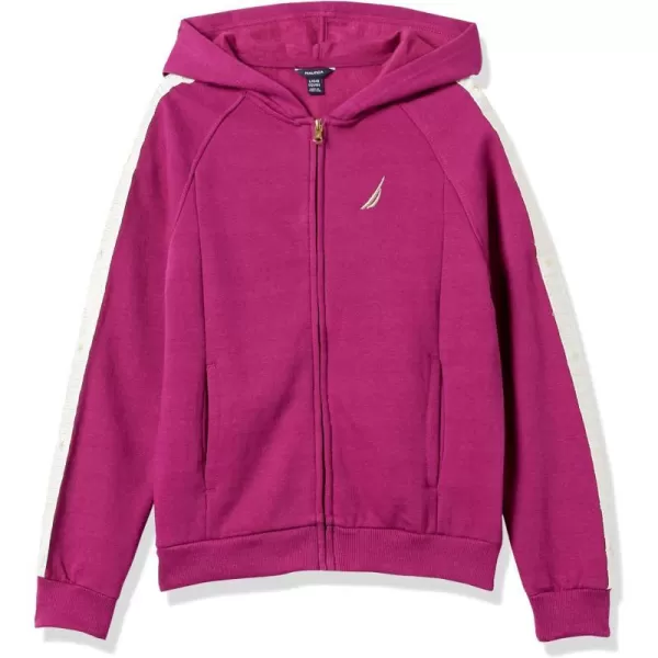 Nautica Girls Logo Sweatshirt Fleece Hoodie With Fullzip Front  PocketsRasberry Radiance