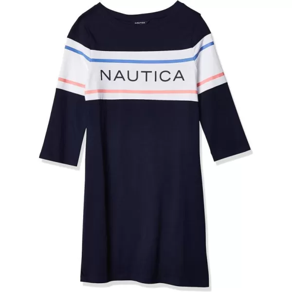 Nautica Girls Long Sleeve Knit Tee DressPeacoat Logo