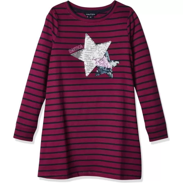 Nautica Girls Long Sleeve Knit Tee DressRaspberry Radiance Star