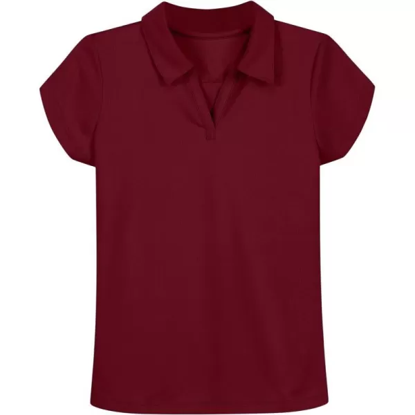 Nautica Girls School Uniform Short Sleeve Performance PoloBurgundy